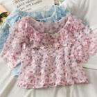 Flower-accent Pearl-trim Crop Shirt