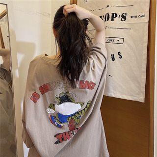 Short-sleeve Print Drop-shoulder T-shirt