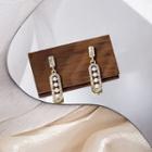 Faux Pearl Rhinestone Dangle Earring E286-1 - 1 Pair - Gold - One Size