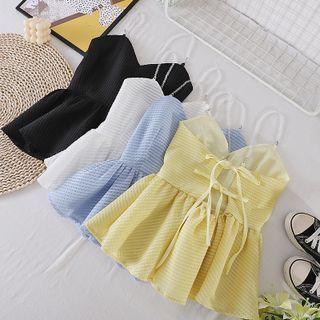 Plain Open-back Lace-up Strap Suspender Top