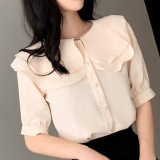 Chiffon Large Peter Pan Collar Shirt