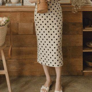 Polka Dot H-line Long Skirt
