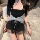 Mesh Panel Bow Camisole Top