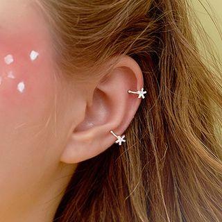 925 Sterling Silver Rhinestone Cuff Earring 1 Pair - One Size