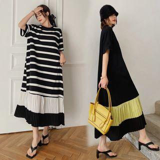 Short-sleeve Color-block Loose-fit Dress