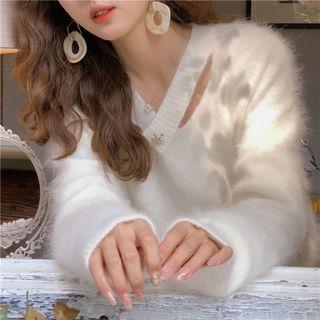 Fluffy Rhinestone Sweater