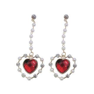 Rhinestone Drop Earring 1 Pair - A02 - 126 - Wine Red - One Size