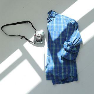 Colored Pocket-front Plaid Shirt