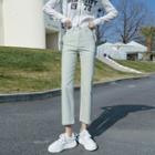 High Waist Crop Straight Leg Jeans (various Designs)