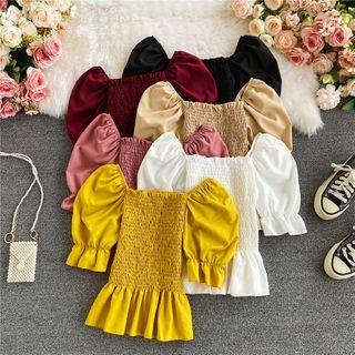 Smocked Puff Sleeve Blouse