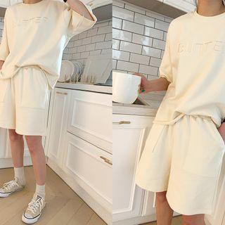 Setup Lettered Sweat T-shirt Cream - One Size