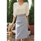 Slit-neck Puff-sleeve Top