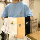 Planet Embroidered Loose-fit Short-sleeve T-shirt