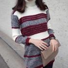 Turtle-neck Striped Sweater