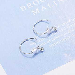 Rhinestone Star Open Hoop Earring As Shown In Figure - One Size