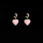 Heart Alloy Dangle Earring 1 Pair - Light Pink - One Size