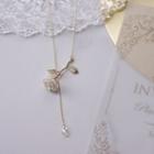 Rose Pendant Alloy Necklace White - One Size