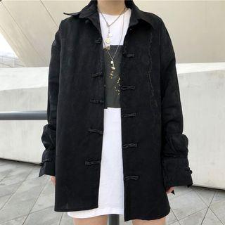 Jacquard Button Jacket Black - One Size
