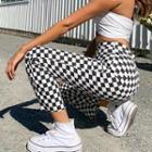 Checkered Cropped Boot-cut Pants