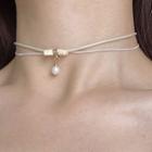 Faux Pearl Pendant Layered Choker 1pc - Gold & White - One Size