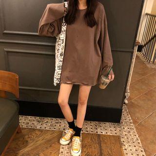 Long-sleeve Cut-out Long T-shirt