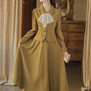 Set: Bow Front Blazer + A-line Skirt