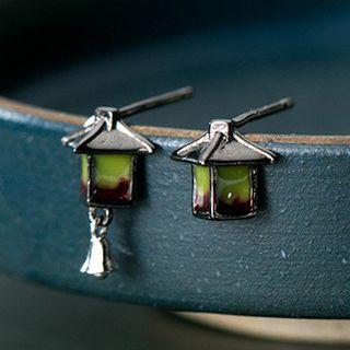 925 Sterling Silver Non-matching House Stud Earring S925silver - Earrings - One Size