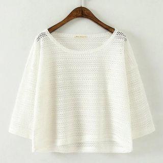 Crochet 3/4 Sleeve Cropped Top