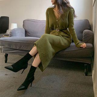 Rib-knit Cardigan & Long Skirt Set