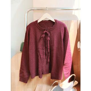 Scallop-edge Tie-front Cardigan