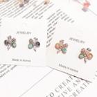 Rhinestone Flower Earring Type B - 1 Pair - Silver - One Size