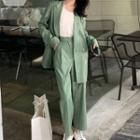 Double Breasted Blazer / Dress Pants / Pleated Skirt