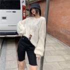 Oversize Puff-sleeve Knit Top