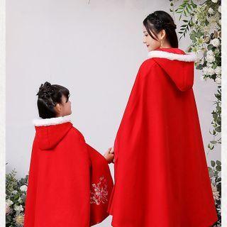 Family Matching Floral Embroidered Hooded Cape