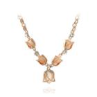 Beautiful Rose Necklace With White Austrian Element Crystal And Cat's Eye Stone