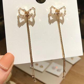 Bow Fringed Drop Earring 1 Pair - As Shown In Figure - One Size