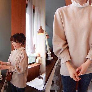 Frill-neck Brushed Fleece Lined Top