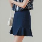 Inset Shorts Ruffle-trim Miniskirt