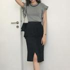 Midi Knit Sheath Skirt As Shown In Figure - One Size