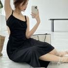 Double Strap Drawstring Plain Dress