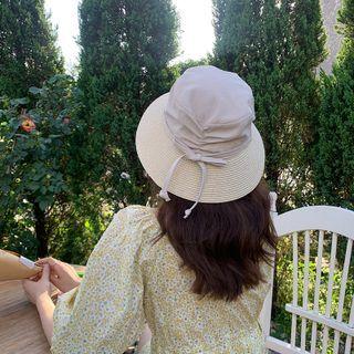 Straw Cap Panel Plain Bucket Hat