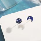 Non-matching 925 Sterling Silver Planet Moon & Star Earring 1 Pair - Planet Moon & Star Earring - One Size