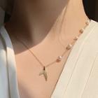 Faux Pearl Mermaid Tail Necklace Gold Plating - As Shown In Figure - One Size