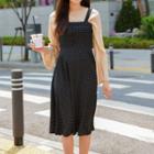 Button-front Dot Pattern Jumper Dress
