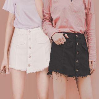 Button-dwon Denim Skort