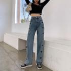 High-waist Heart Straight-cut Jeans