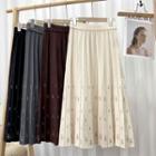 Star Print Knit Midi A-line Skirt