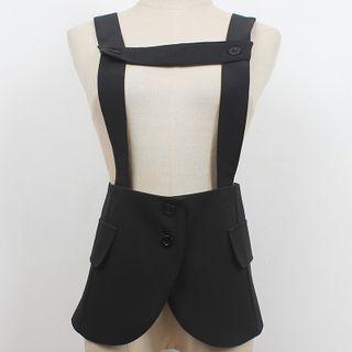 Plain Fabric Suspender Corset Belt Black - One Size
