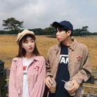 Couple Matching Flower Embroidered Corduroy Jacket