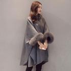 Furry Trim Woolen Cape Coat